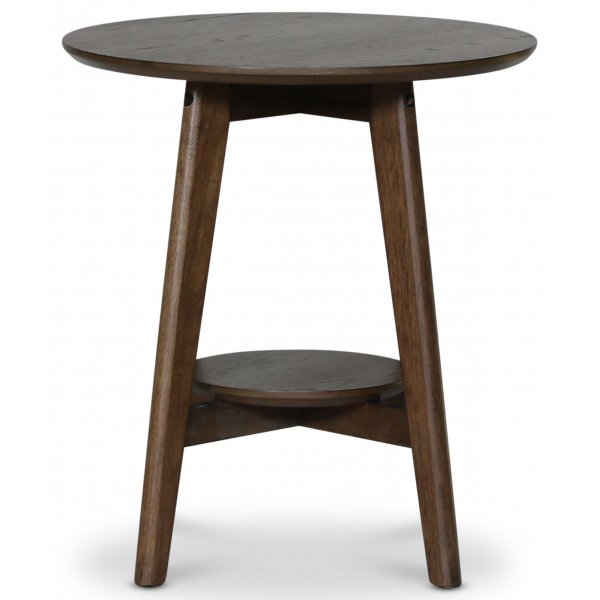 Bridge runt lampbord i valnöt med hylla Ø50 cm Bridge runt lampbord i valnöt med hylla Ø50 cm