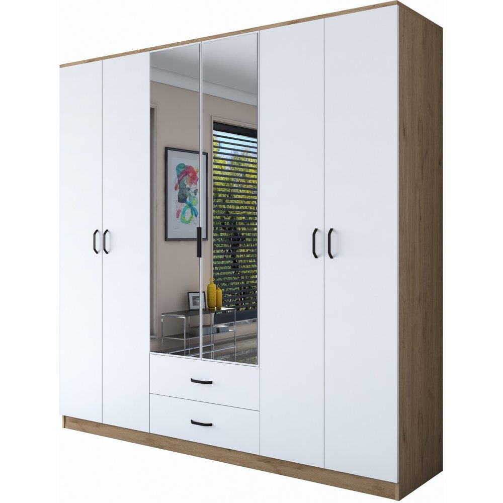 Bardo garderob 210 x 51,5 x 210 cm - Valnöt/vit - Garderober