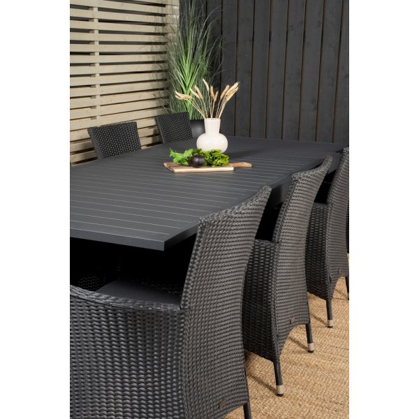 Marbella utematgrupp med 8 st Knick stolar - Svart