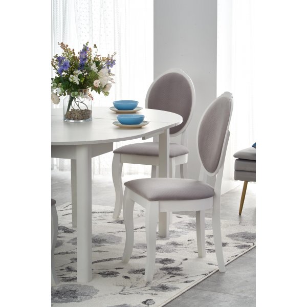 Matbord vitt förlängningsbart 102-142 cm + Möbeltassar Matbord vitt förlängningsbart 102-142 cm + Möbeltassar