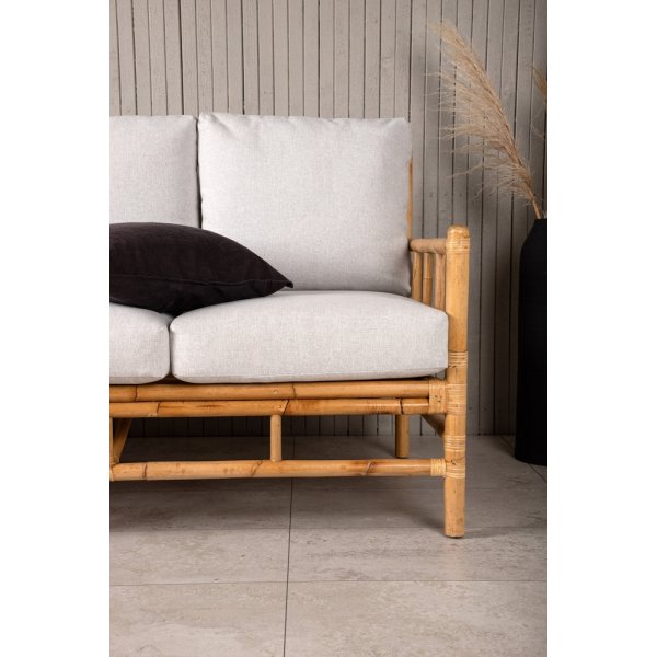 Canapé 3 places Canne - Gris clair/Naturel Canapé 3 places Canne - Gris clair/Naturel