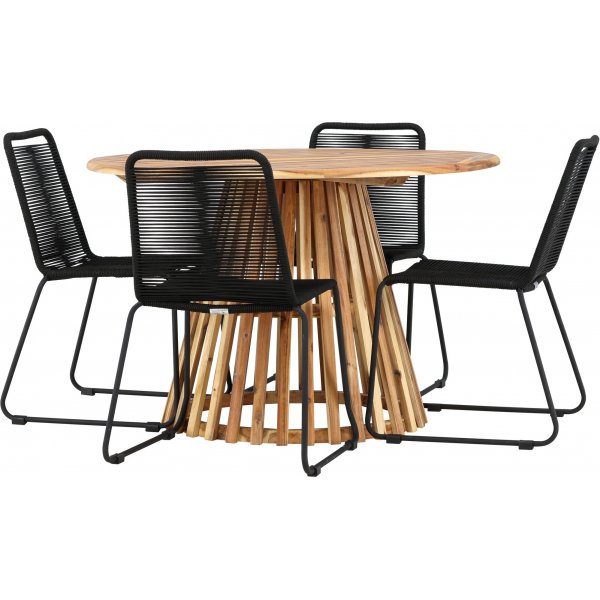 Lumpur rund matgrupp med 4 st Lindos stolar - Svart + 3.00 x Möbeltassar Lumpur rund matgrupp med 4 st Lindos stolar - Svart + 3.00 x Möbeltassar