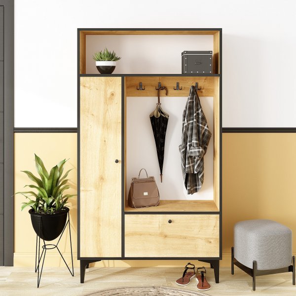 Meuble d'entrée Pera - Chêne saphir/noir Meuble d'entrée Pera - Chêne saphir/noir