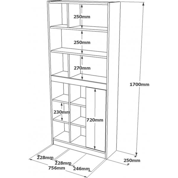 Luvio bokhylla 20 - Ek/silver Luvio bokhylla 20 - Ek/silver