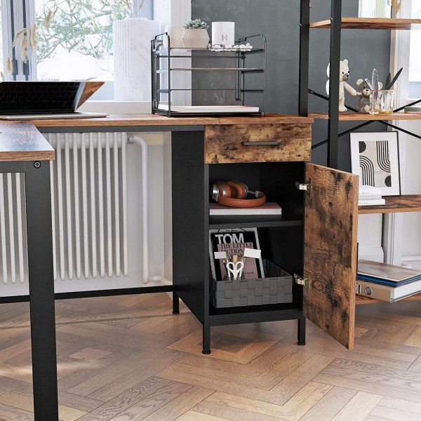 Bureau d'angle Emmelie 150 x 137 cm - Marron/noir