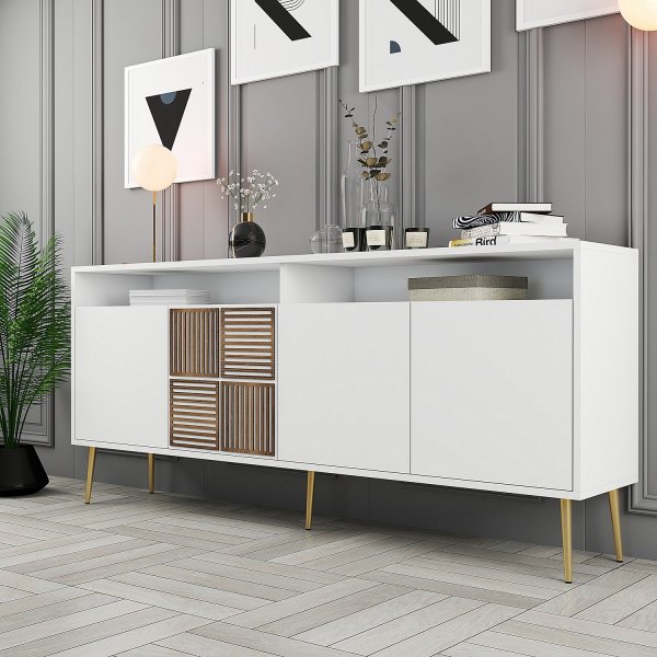 Milan skänk 180 cm - Vit/guld Milan skänk 180 cm - Vit/guld