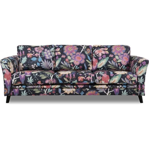 Eker 3-sits soffa i blommigt tyg - Eden Parrot Black + Textilskydd fr mbler