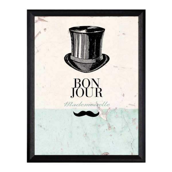 Tavla \\\"Bon Jour\\\" svart hatt