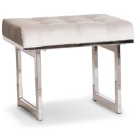 New York knappad fotpall 55 cm - Beige/Krom New York knappad fotpall 55 cm - Beige/Krom