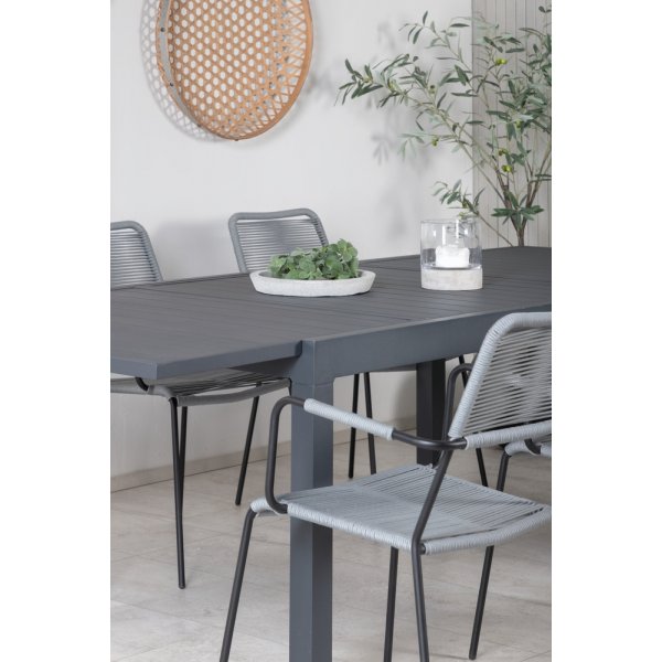 Marbella utematgrupp med 6 st Lindos stolar - Svart/Grå Marbella utematgrupp med 6 st Lindos stolar - Svart/Grå