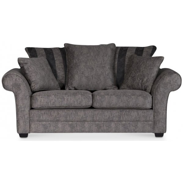 Eriksberg 2-sits soffa - Gr/brunt mnster + Textilskydd fr mbler