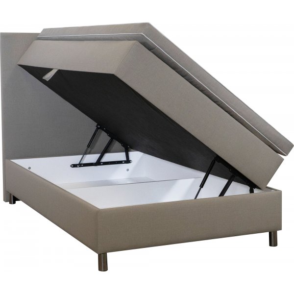 Accent boxbed s�ng med f�rvaring och s�nggavel - 120 x 200 cm - Beige