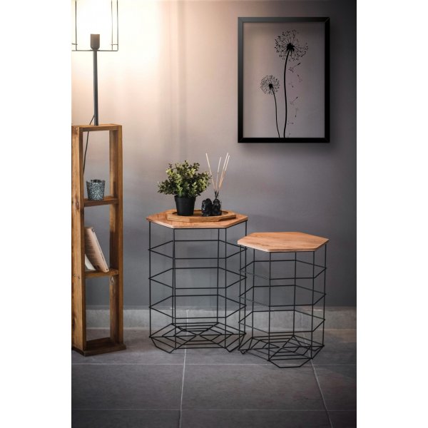 Ensemble table basse Cédric - Chêne/noir Ensemble table basse Cédric - Chêne/noir