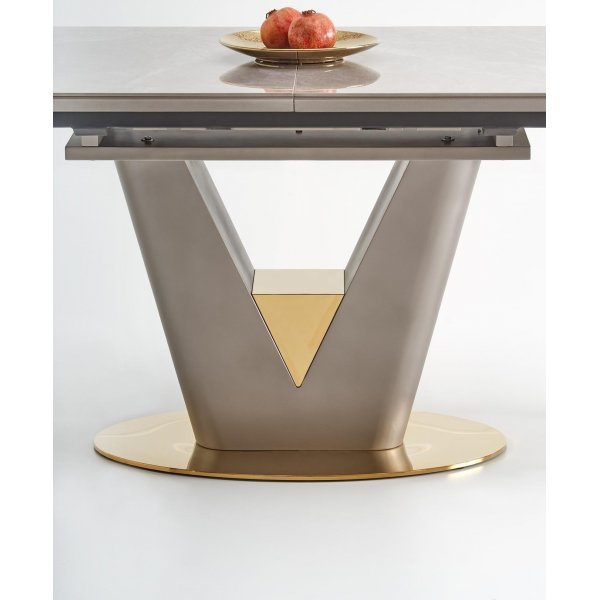 Table à manger Valentino 160-220 x 90 cm - Marbre gris/gris clair/or Table à manger Valentino 160-220 x 90 cm - Marbre gris/gris clair/or
