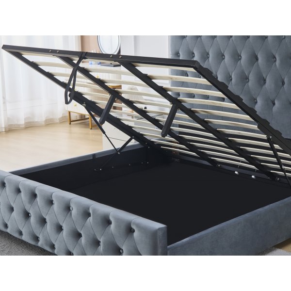 Sängram med sänggavel 180 x 200 cm - Grå Sängram med sänggavel 180 x 200 cm - Grå