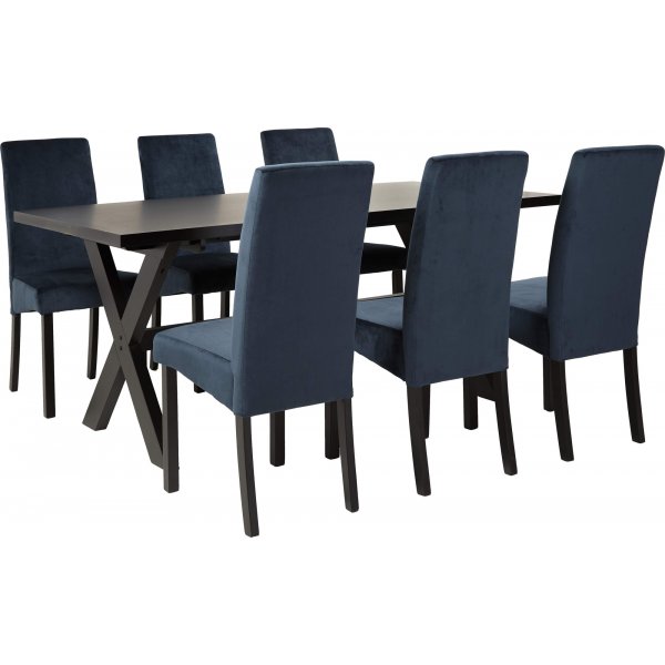 Ravn svart matbord med kryssben 180x90 cm