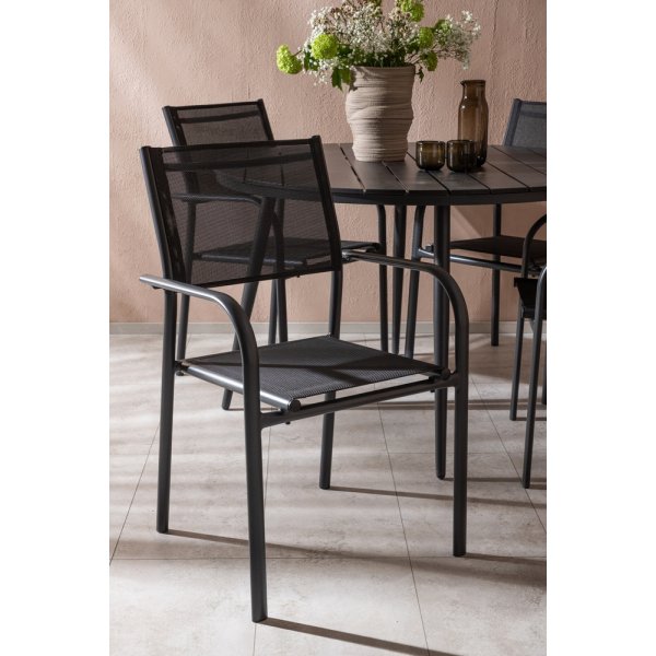 Break utematgrupp med 4 st Santorini stolar - Svart Break utematgrupp med 4 st Santorini stolar - Svart