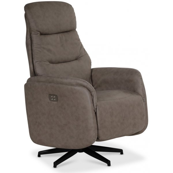 Comfort Saga (el) reclinerftlj med inbyggt fotstd - Grbeige ecolder