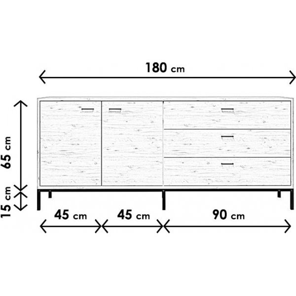 Buffet Riga - Chêne/noir Buffet Riga - Chêne/noir