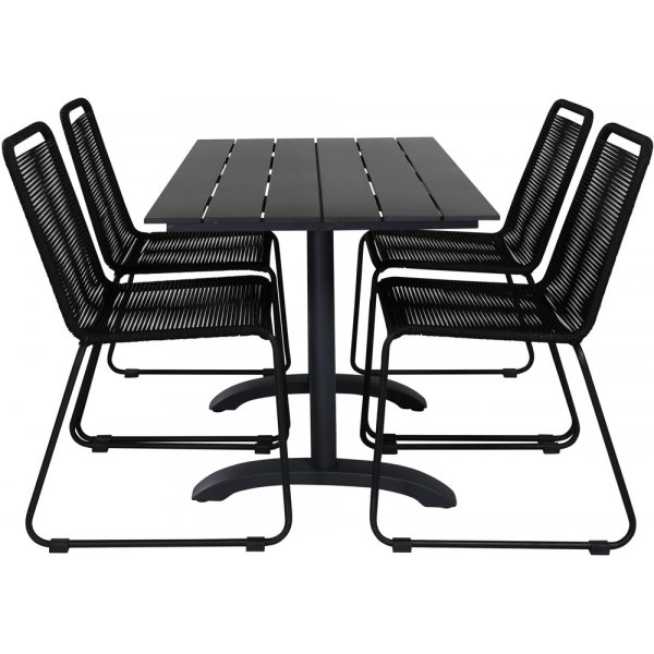 Denver utematgrupp med 4 st Lindos stolar - Svart Denver utematgrupp med 4 st Lindos stolar - Svart