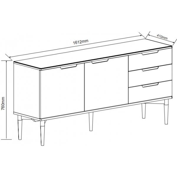 Buffet Karmöy - Placage chêne pigmenté blanc Buffet Karmöy - Placage chêne pigmenté blanc