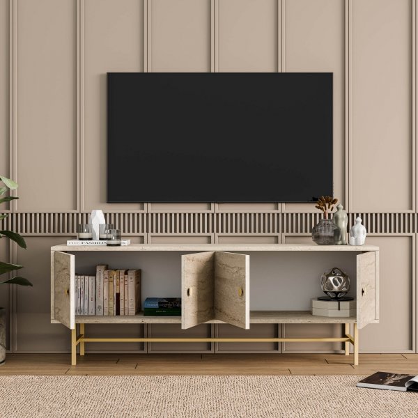 Diamond TV-bänk - Travertin Diamond TV-bänk - Travertin