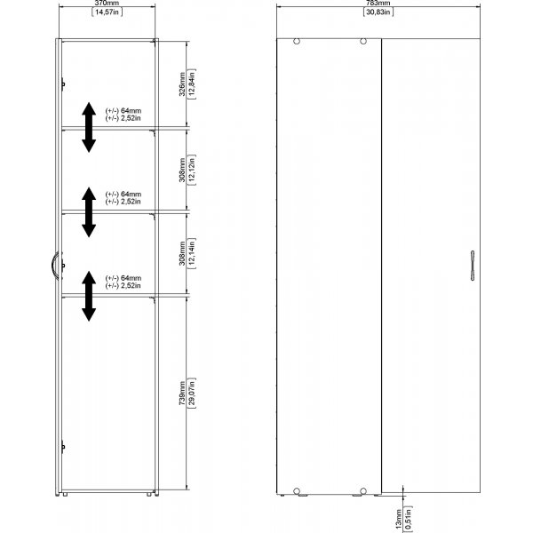 Garderob vit 40 cm bred och 175 cm hg + Mbeltassar