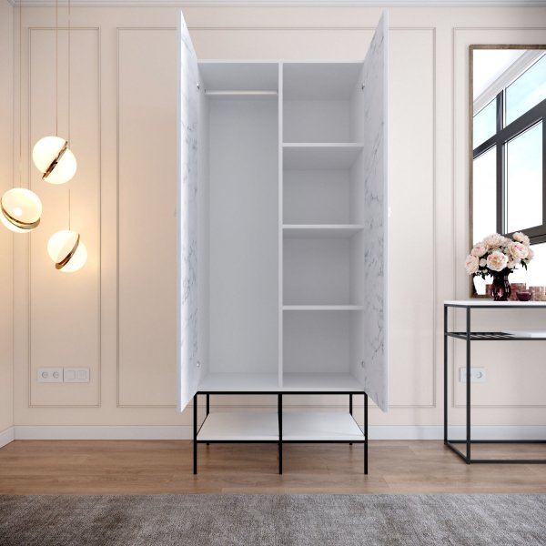 Martin garderob 84 cm - Vit marmor/guld Martin garderob 84 cm - Vit marmor/guld