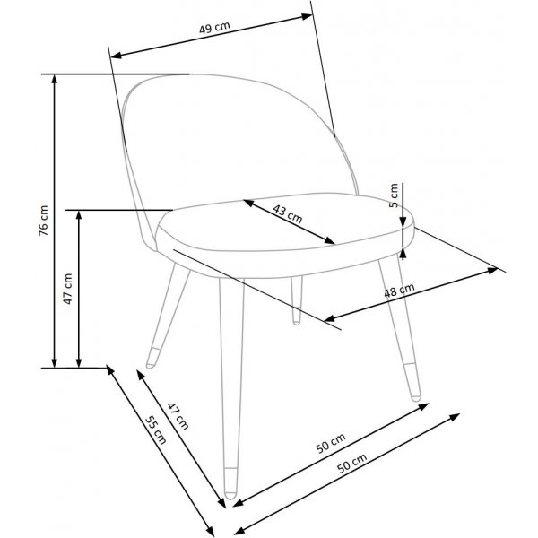 Chaise de salle  manger Paulina - Gris (velours) / Laiton + Pieds de meubles