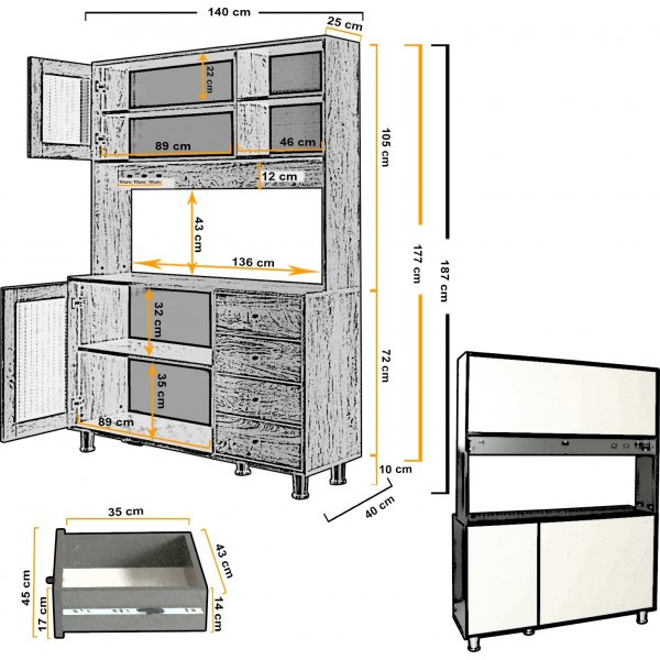 Grano skåp 140 cm - Antracit Grano skåp 140 cm - Antracit