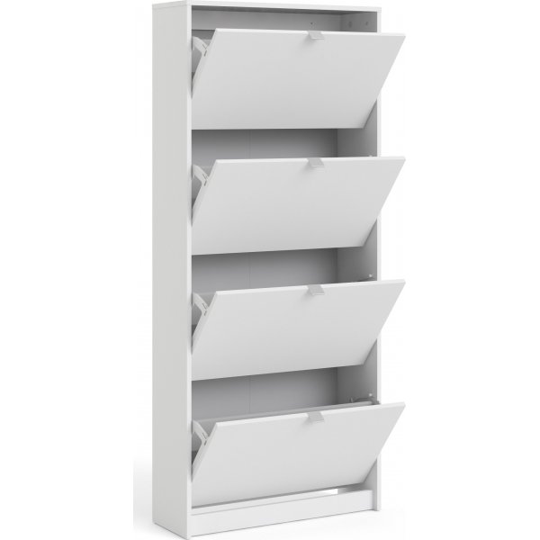 Meuble à chaussures profond avec 4 compartiments - Blanc Meuble à chaussures profond avec 4 compartiments - Blanc