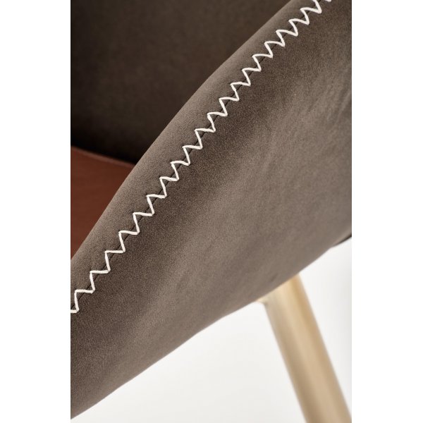 Chaise de salle  manger Ryan - Brun/gris/Laiton