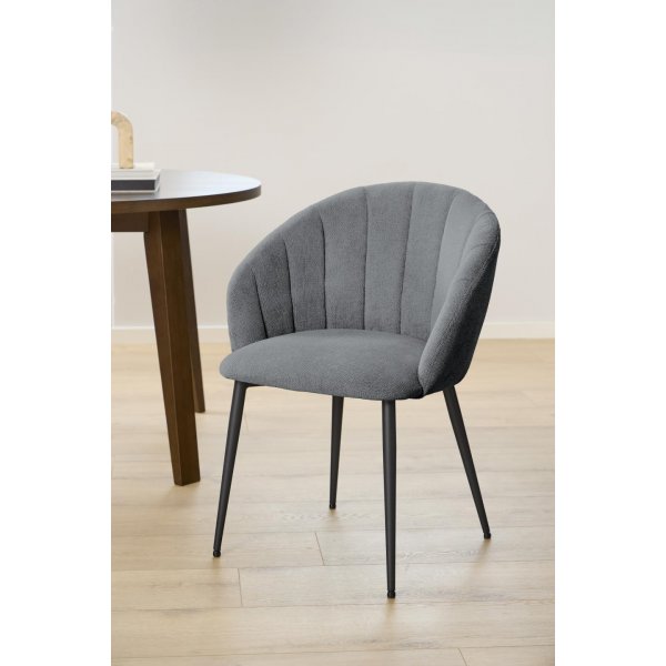 Daniella karmstol - Grå chenille/matt svart Daniella karmstol - Grå chenille/matt svart