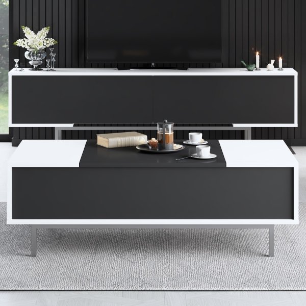 Table basse Force - Noir/blanc/argent Table basse Force - Noir/blanc/argent