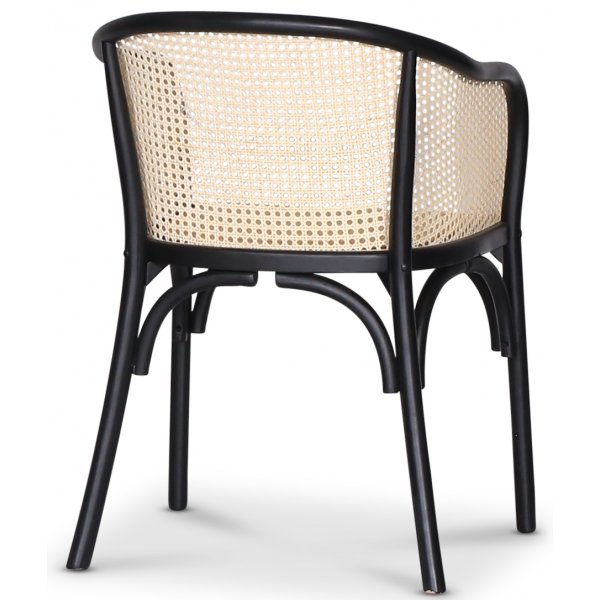 Lotus svart karmstol med rotting i ryggen Lotus svart karmstol med rotting i ryggen