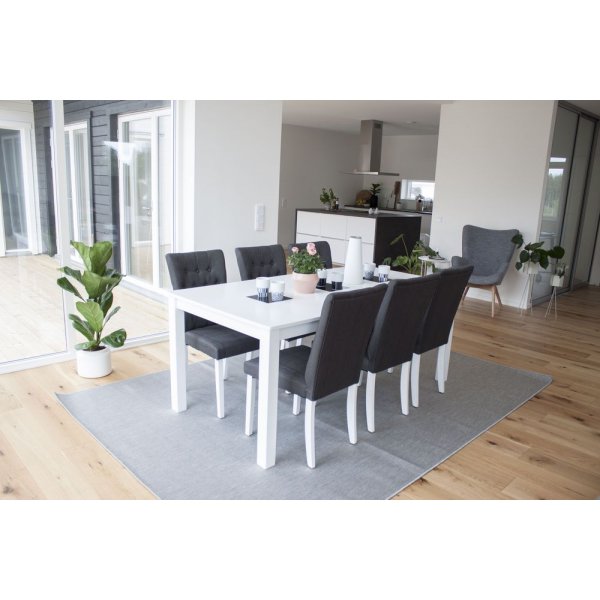 Matbord Milla 180x90 cm - Vitt med svarta glasplattor Matbord Milla 180x90 cm - Vitt med svarta glasplattor