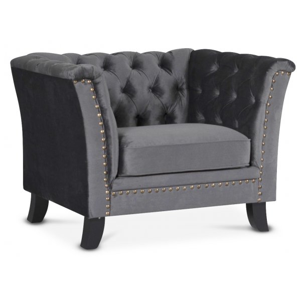 Chesterfield Liverpool ftlj - Mrkgr sammet + Flckborttagare fr mbler