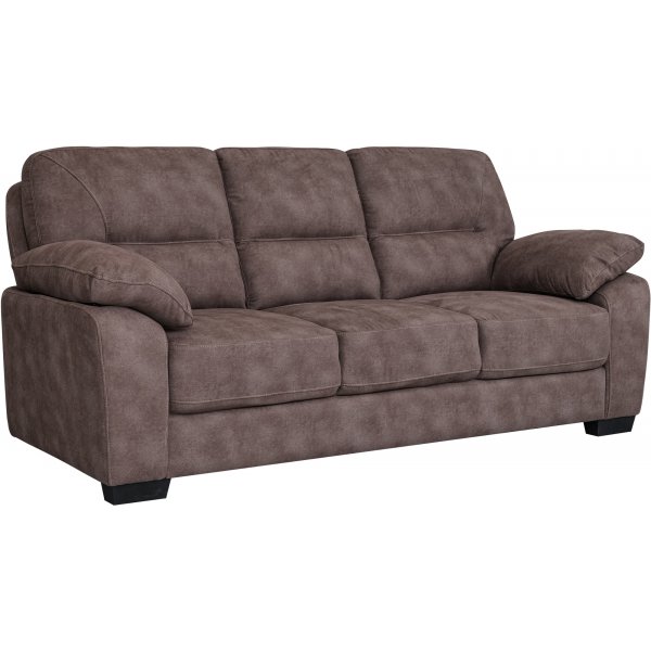 Soffa 3-sits i brunt microfiber - Albert + Textilskydd fr mbler