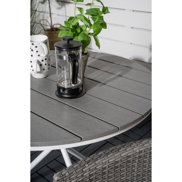 Parma utematgrupp med 2 st Malin stolar - Grå/Vit Parma utematgrupp med 2 st Malin stolar - Grå/Vit