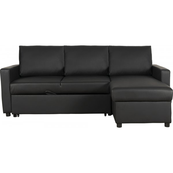 Bäddsoffa 218 cm PU-läder svart - Dream Bäddsoffa 218 cm PU-läder svart - Dream
