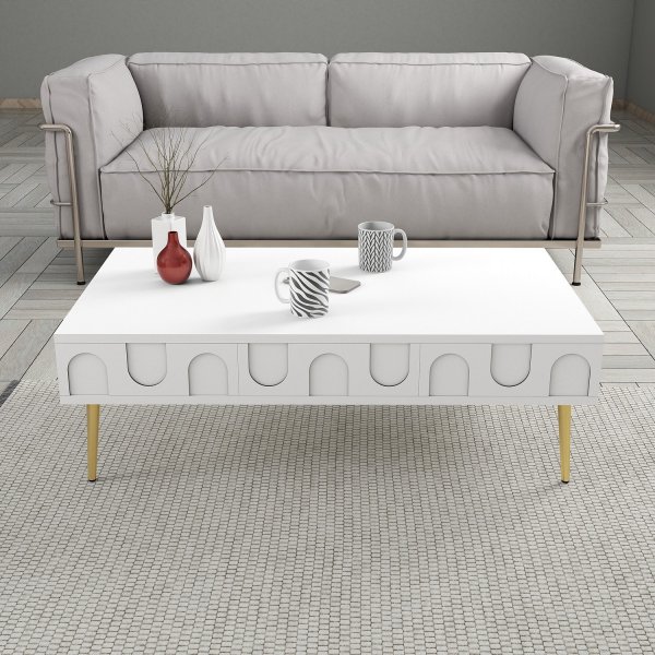 Table basse Lyon 105 x 60 cm - Blanc/doré Table basse Lyon 105 x 60 cm - Blanc/doré