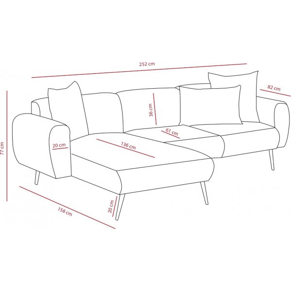 Side divansoffa hger - Ljusgr