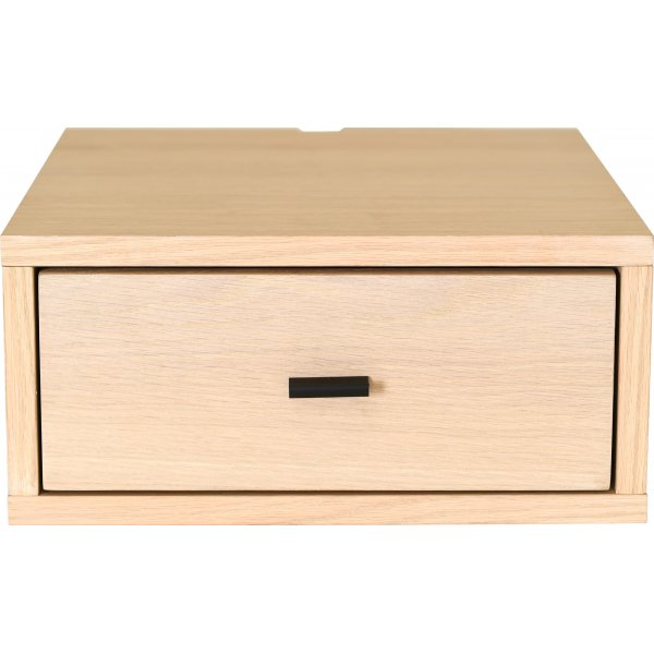 Regal vägghängt sängbord - Vitpigmenterad lackad ekfanér Regal vägghängt sängbord - Vitpigmenterad lackad ekfanér