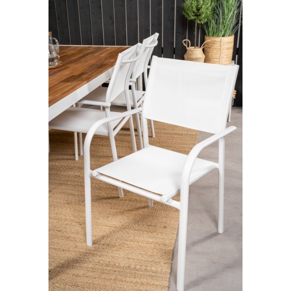 Bois utematgrupp med 6 st Santorini stolar - Natur/Vit