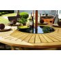 Teakbord med Lazy Susan i granit 150-175 cm