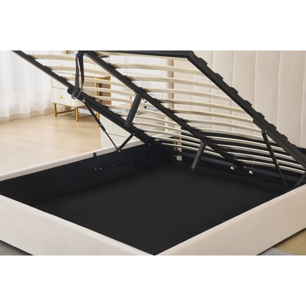 Sängram med förvaring inklusive sänggavel 160 x 200 cm beige - Bianca Sängram med förvaring inklusive sänggavel 160 x 200 cm beige - Bianca