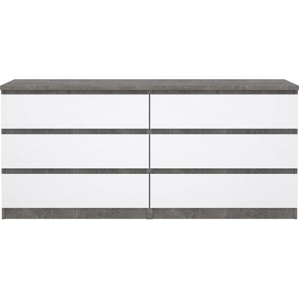 Naia ladekast met 6 lades - Beton/wit Naia ladekast met 6 lades - Beton/wit