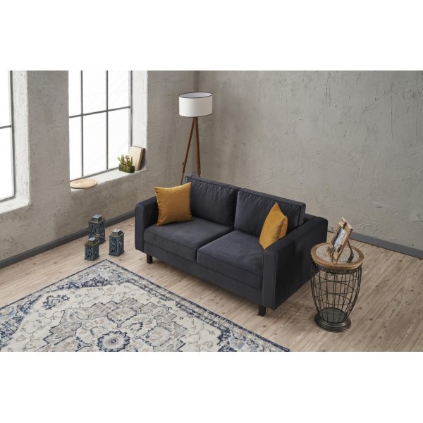 Canapé 2 places Kale - Velours anthracite Canapé 2 places Kale - Velours anthracite