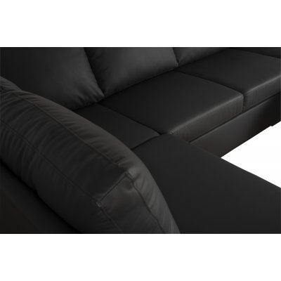Solna U-soffa i svart PU A3D + Flckborttagare fr mbler