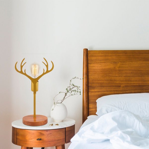 Antler bordslampa - Valnt/guld